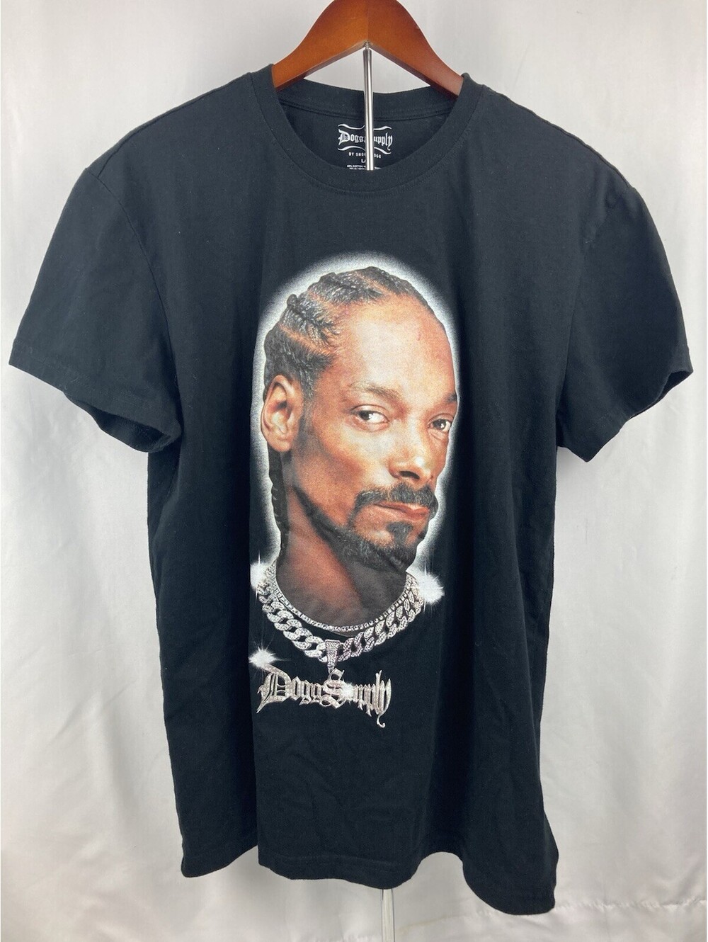 Men’s Size Large Dogs Supply By Snoop Dogg Face Portrait Graphic T-Shirt Black